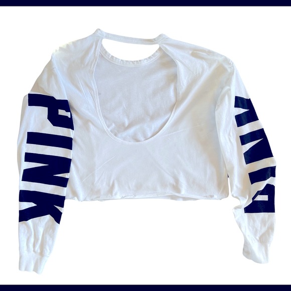 Victoria Secret PINK long sleeve white Crop Top with keyhole back - Picture 2 of 3